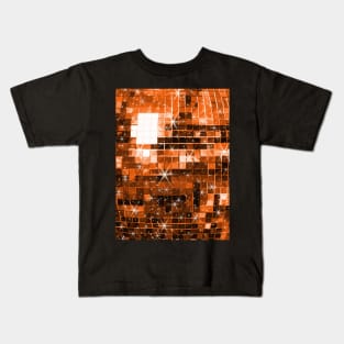 Twinkle Orange Disco Ball Pattern Kids T-Shirt